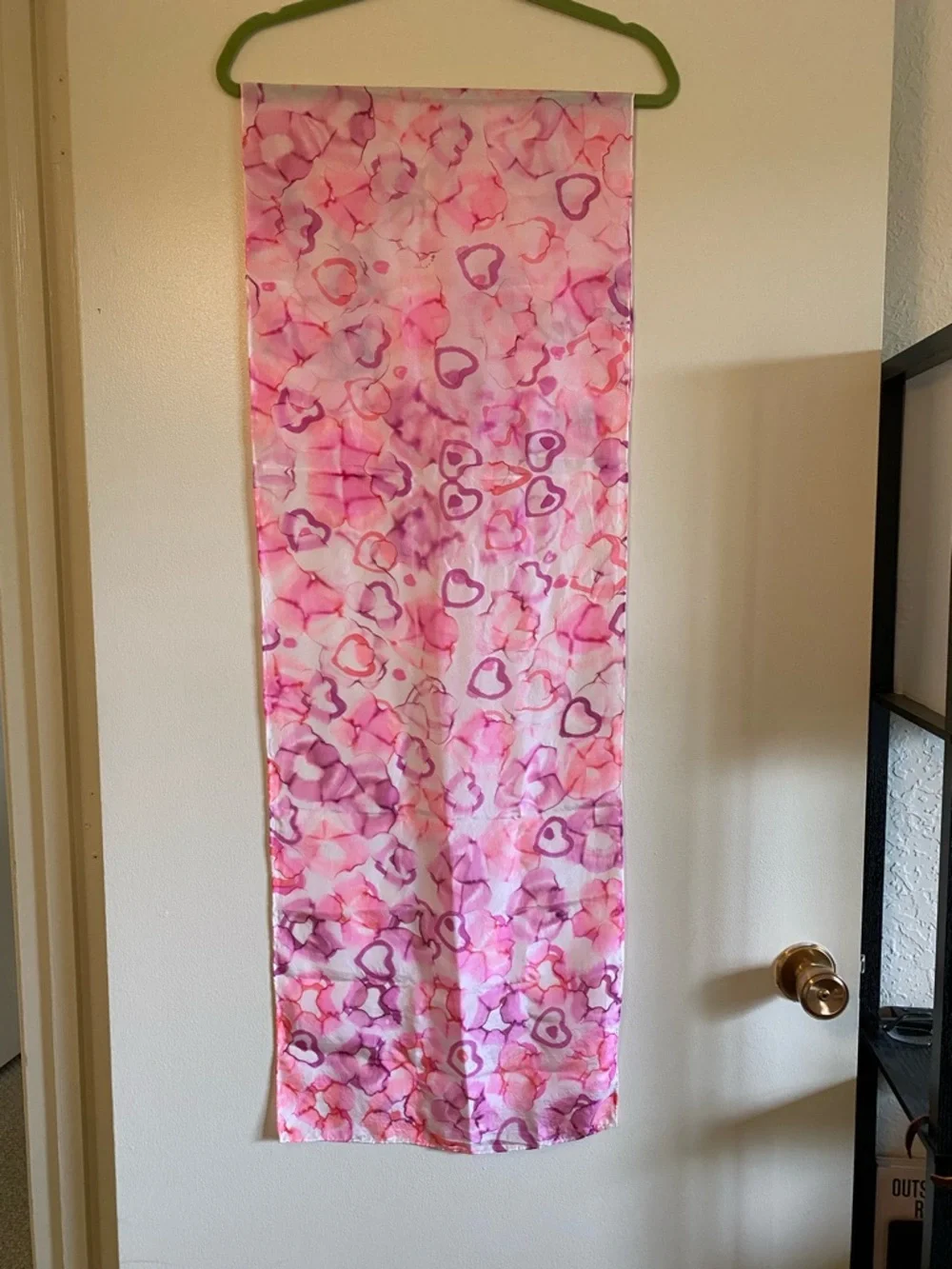 Handmade heart print silk scarf
